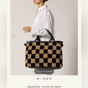 Cleobella Black and Tan Checkered Shoulder Bag